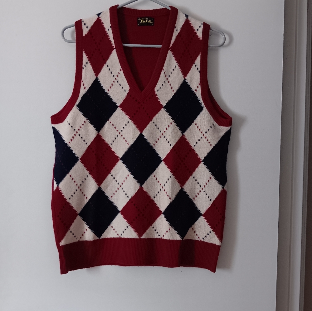 Vintage BALLANTYNE of SCOTLAND 100% Cashmere Intarsia Argyle Sweater Vest M